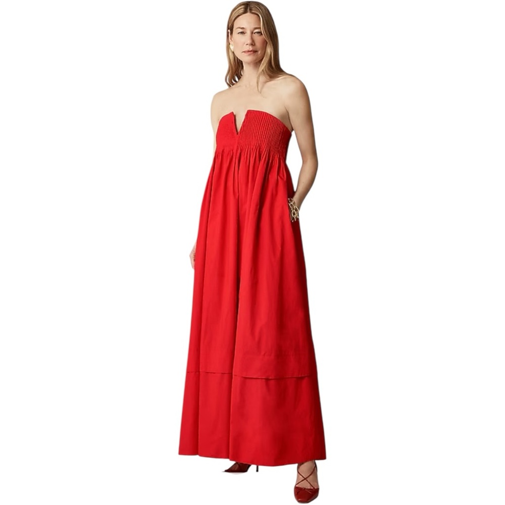 J. Crew Red Strapless Maxi Dress